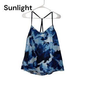 Xersion Swim Women Strappy Back Tankini Top XL Blue Watercolor Print Nylon Blend